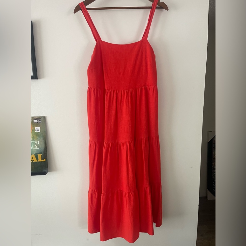 FRNCH Paris Linen Red Maxi Dress